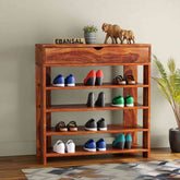Maria Solid Sheesham Wood Shoe Rack (Natural Finish)
